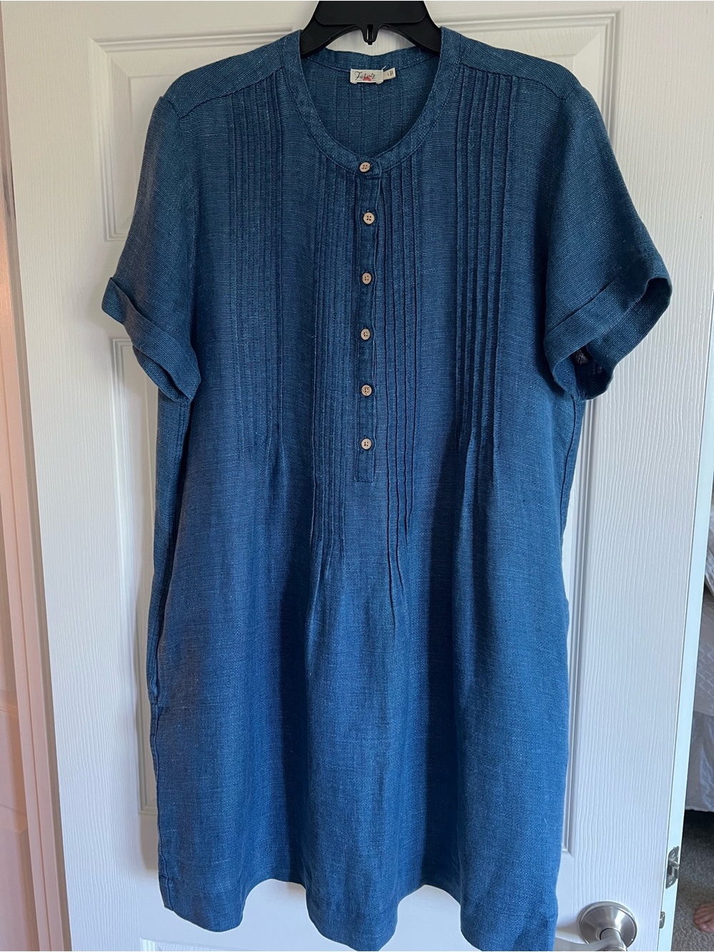 Faherty 100% Linen Button Front Tunic Dress